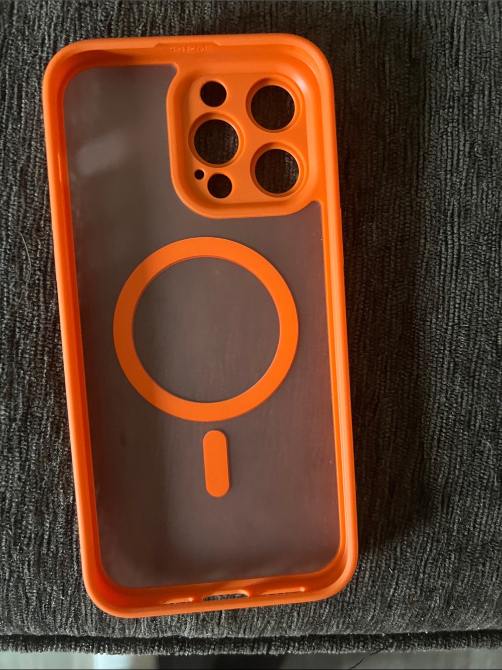 Clear MagSafe-Compatible Phone Case with Bright Orange Trim